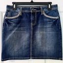 Earl Jean Women’s Blue Denim Mini Skirt (Medium Wash) Photo 1