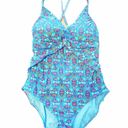 Bleu Rod Beattie  One Piece St. Tropez Swimsuit Halter Criss Cross Back Blue 10 Photo 5