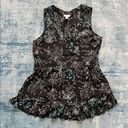 Hinge  Black Blue Sleeveless Floral Blouse Small Photo 0