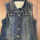 Christopher & Banks Christopher Banks Won Denim Vest, Fancy Buttons, 2 Side Pockets Distressed Sz M Photo 5