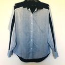 J Brand  Blue/White Pinstripe Button Down Blouse- Size Small Photo 0