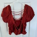 Burnt Orange Lace Up Shirt Size M Photo 1