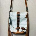 Myra Bags Myra Bag White/Brown fringe Hide Crossbody Photo 0