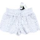 Macy's Macy’s Miken White Juniors' Scalloped Lace Swim Cover-up Shorts Size L NWT Photo 3