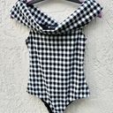 Beach Riot  Gingham Off-the-Shoulders One Piece Swimsuit Black/White Women's Sz S Photo 0