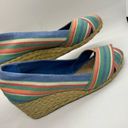 Ralph Lauren  Sandals Striped Espadrille Wedge Size 7.5 Resort Vacation Photo 5