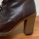 Timberland  A18Z6 Glancy Burgundy Leather Lace-up Heeled Boots Size 7.5 Photo 9