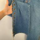 Mudd 0 NEW Lace Up Hem Flare Low rise Jeans Medium Light Denim Wash Grunge Y2K Photo 2