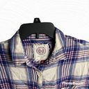 SO Grayish White Red & Blue Plaid Flannel Sleeveless Shirt Wm S Photo 1