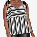 City Chic  tie shoulder striped tank top black white sz 20 Photo 2