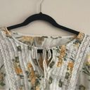 True Craft  White and Yellow Floral Print Lace Trim Blouse Shirt Photo 1