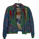 Anage Denim Embellished Paisley Jacket Sz Large Photo 5