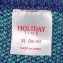 Holiday Time  navy knit sweater size XLarge Christmas tree print Photo 3