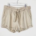 Torrid  Beige Linen Blend Pleat Front Self Tie Belted Shorts Photo 0