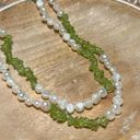 infinity NWOT Genuine White Pearls & Green Peridot Chip  Wrap Necklace Photo 3