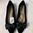 Ann Taylor  Factory Shoes Black Dressy Flat Toe Bow Slip On Velvety NWT Sz 6M Photo 0