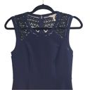 Rebecca Taylor Navy Sheath Dress With Black Lace Inset Photo 3