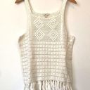 Joie  Zaylee Crochet Sleeveless Fringe Hem Top Cream Beige 100% Cotton Medium M Photo 1