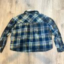 Madden Girl NWT  Blue Plaid Cropped Flannel Button Front Blouse Size XS Photo 3