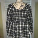 Tommy Hilfiger Tommy Jeans Womens Size Medium Plaid Peplum Smocked Top •Scoop Neck Long Sleeves Photo 16