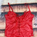 SheIn Red Lingerie Bustier Style Lace Up Faux Leather Photo 1