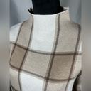 Tahari  Mock Neck Neutral Plaid Long Sleeve Super Soft Sweater Tan Cream Sz L NWT Photo 6