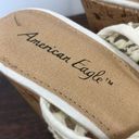 American Eagle  Women's Ivory Lace Peep Toe Cork Wedge Sandals White Size 8 WIDE Photo 9