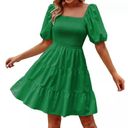 Style House  Kelly Green Tiered Puff Sleeve Mini Dress sz Small Photo 0