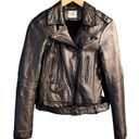 Parker  Moto Metallic Leather Jacket Zipper Collared Pewter Large Fits Small EUC Photo 12