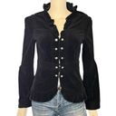 White House | Black Market  Black Velvet Ruffle Blazer Jacket Size 4 Photo 0