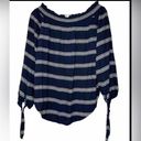 Beach Lunch Lounge Womens Size Small Navy Blue Ivory Striped Nautical Preppy Top Photo 1