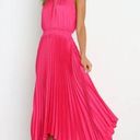 Petal and Pup  Dominique Hot Pink Satin Pleated Maxi Dress 4 Photo 0