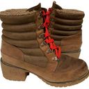 Durango  Brown Cabin Lacer Lace Up Sherpa Lined Heeled Leather Boots Womens 9 Photo 0