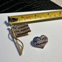 Lot Of 2 Brooch Pins American Flag / Heart Red White & Blue Patriotic Photo 2