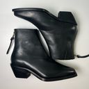 All Saints Leather Black Square Toe Block Heel Ankle Lenora Western Booties 6 Photo 6