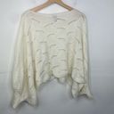 The Moon  & Madison Cropped Scalloped Edge Dolman Sleeve Sweater Cream Size Small Photo 7