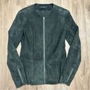 The Row  Anasta Lambskin Leather Zip-Front Peplum Jacket Sz 10 Olive Green EUC Photo 0