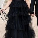 Betsy and Adam  Tiered Ruffle Tulle Gown in Black Size US 6 Photo 12