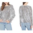 Something Navy  All Over Silver Sequin Long Sleeve Blouse Photo 5