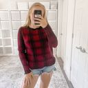 360 Cashmere PALOMA Pullover Sweater OXBLOOD Plaid Photo 2