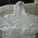 John Galt White Cropped Zip Up Hoodie Photo 0