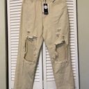 Boohoo NWT  super distressed mom jeans ecru Photo 2