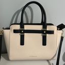 Liz Claiborne  Purse Mini Tuxedo Tote Bag Cream Black Shoulder Satchel Photo 0