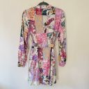 ZARA Linen Blend Floral Button Front Belted Long Sleeve Mini Dress Photo 6