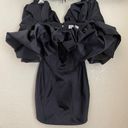 House Of CB  'Selena' Black Satin Puff Shoulder Dress off shoulder /Size XS NWOT Photo 5