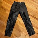 Oleg Cassini Vintage Leather Trousers Pleated Pinstripe High Waist Culottes Skinny Slim Pants Rave Goth Photo 0