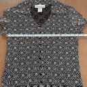 Dress Barn  90s y2k stretchy womens button up rave silver black top size M Photo 6