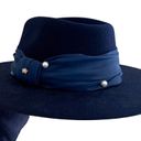 Lele Sadoughi NWT  Wool Pearl Navy Rancher Hat Photo 1