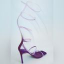 ZARA  RHINESTONE STRAP HIGH HEEL SATIN SANDALS Purple Size 10/41 NEW Photo 1