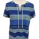 Talbots Shirt Dress Summer Cotton Knit Size Medium Blue Nautical Stripe Photo 5